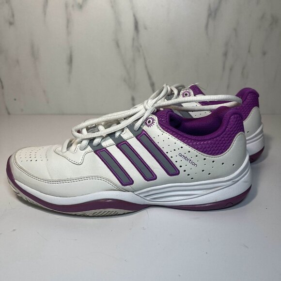 Adidas Sneakers Womens 6.5 White Purple Ambition II Lace Up Athletic Running - Picture 4 of 12